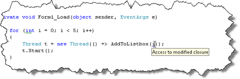 "Access to modified closure" by  R#